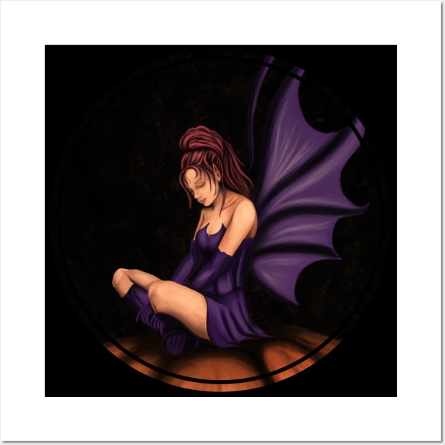 Dark fairy with purple bat wings Wall Art by NadiaChevrel